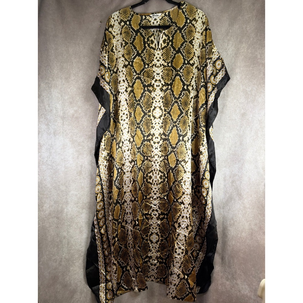 Winlar Women's One Size Multicolor Caftan Kaftan Snakeskin Mumu Satin Loungewear
